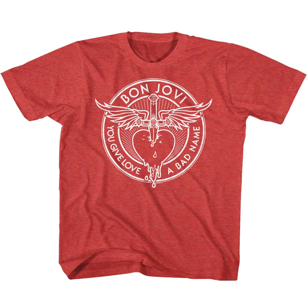 Bon Jovi Toddler S/S T-Shirt - Bad Name - Heather Vintage Red