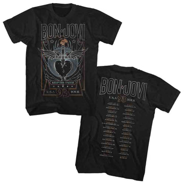 Bon Jovi Mens S/S T-Shirt - 93 Tour - Solid Black