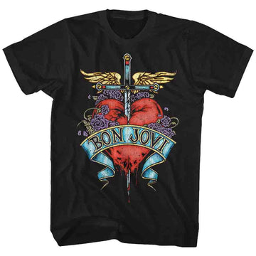 Bon Jovi Mens S/S T-Shirt - Heart - Solid Black