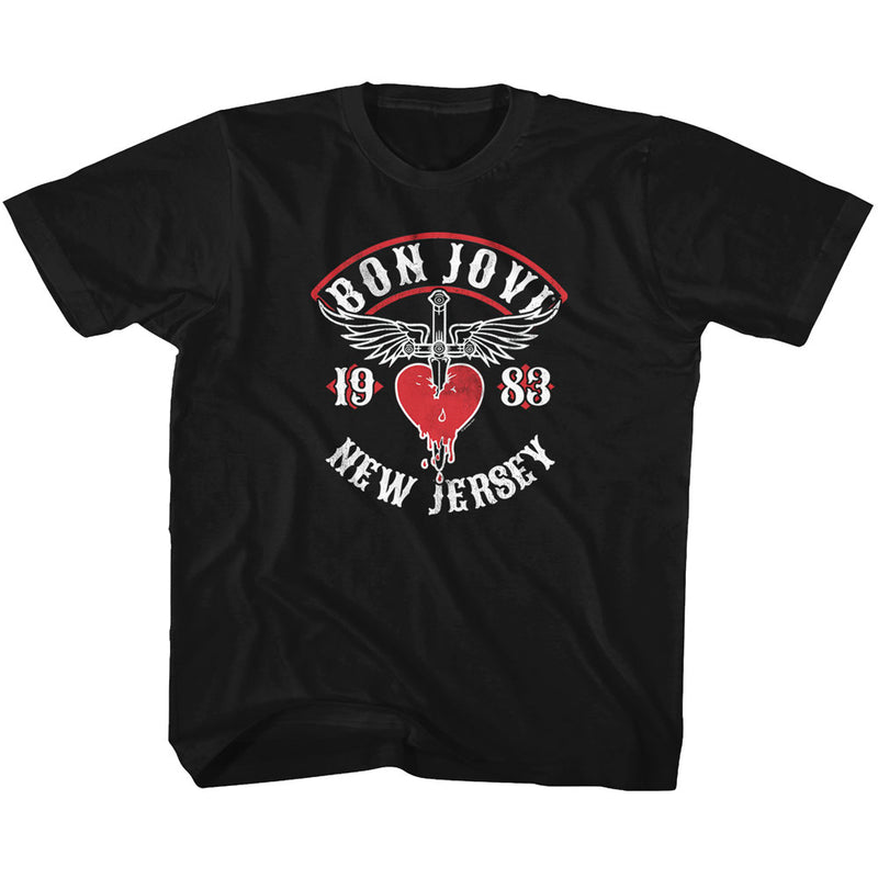 Bon Jovi Youth S/S T-Shirt - Nj38 - Solid Black