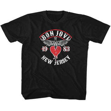 Bon Jovi Youth S/S T-Shirt - Nj38 - Solid Black