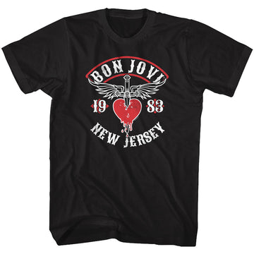 Bon Jovi Mens S/S T-Shirt - Nj38 - Solid Black
