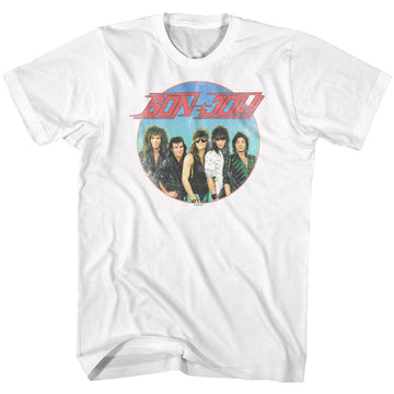 Bon Jovi Mens S/S T-Shirt - Vintage Band Shot - Solid White