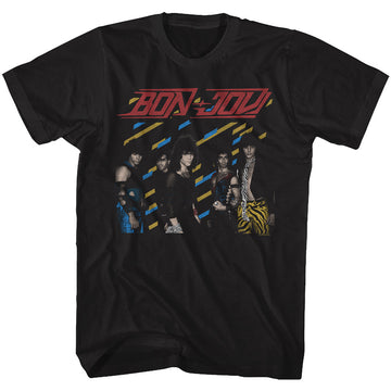 Bon Jovi Mens S/S T-Shirt - Eighties - Solid Black