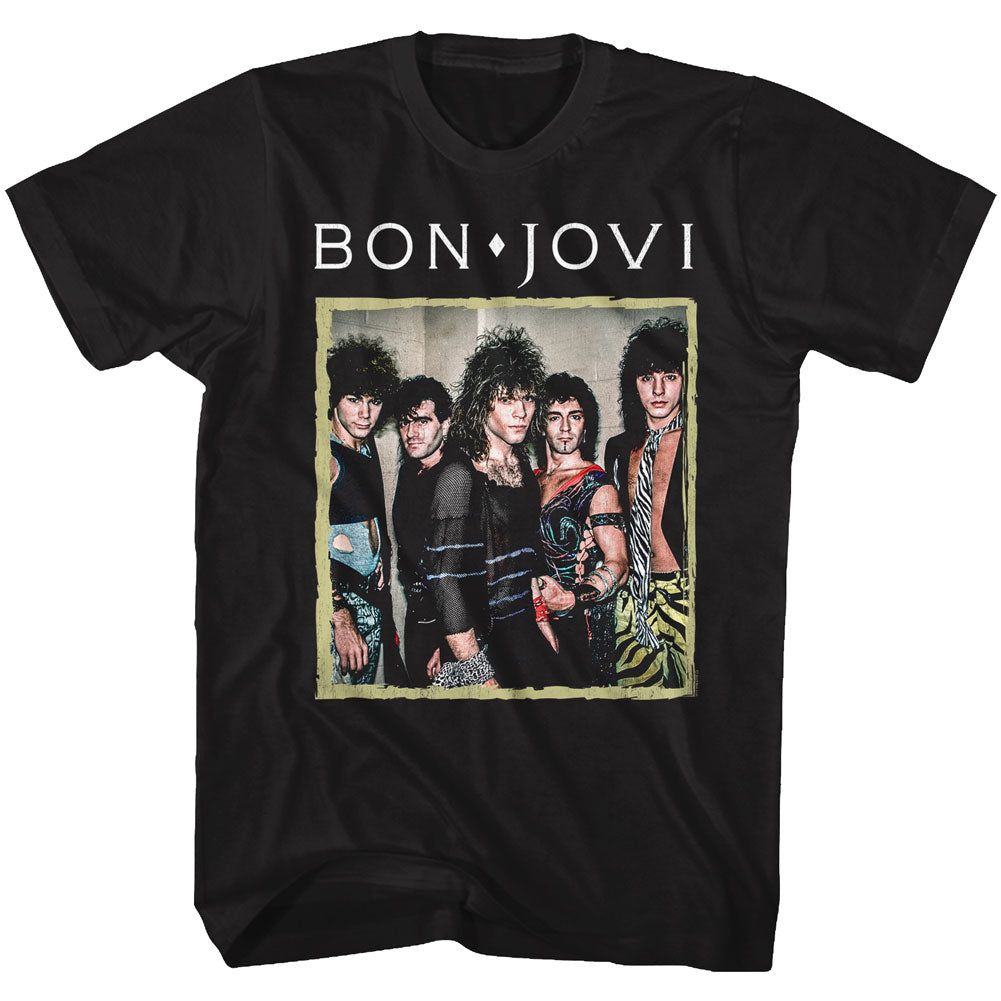 Bon Jovi Mens S/S T-Shirt - Retro Frame - Solid Black