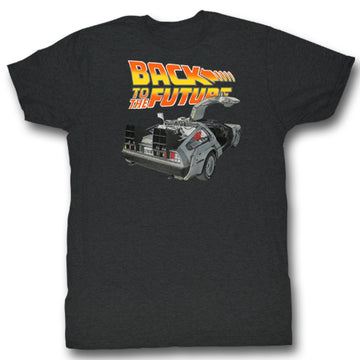 Back To The Future Mens S/S T-Shirt - Btf Car - Heather Black Heather