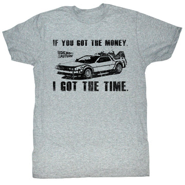 Back To The Future Mens S/S T-Shirt - Got Da Money - Heather Gray Heather