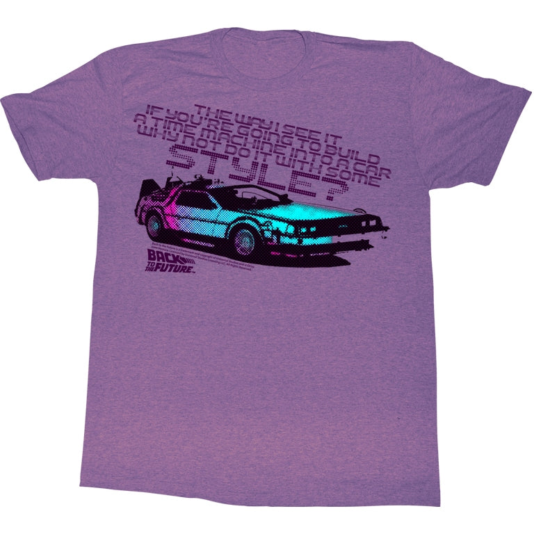 Back To The Future Mens S/S T-Shirt - A Little Style - Heather Retro Purple Heather