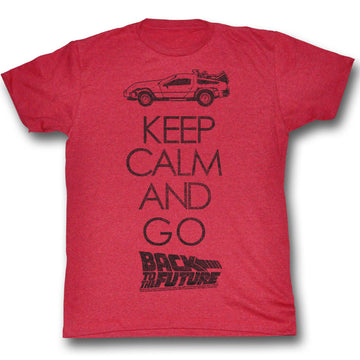 Back To The Future Mens S/S T-Shirt - Keep Calm - Heather Cherry Heather