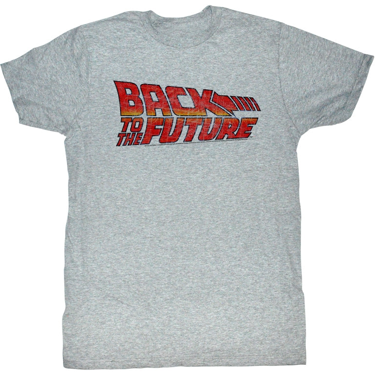 Back To The Future Mens S/S T-Shirt - Logo B2F - Heather Gray Heather