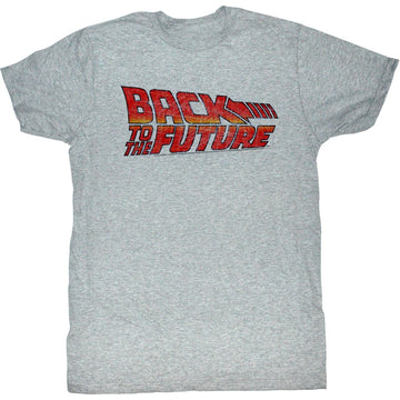 Back To The Future Mens S/S T-Shirt - Logo B2F - Heather Gray Heather