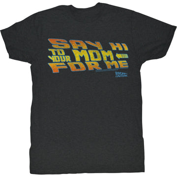 Back To The Future Mens S/S T-Shirt - Say Hi - Heather Black Heather