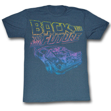 Back To The Future Mens S/S T-Shirt - Now You See It - Heather Navy Heather