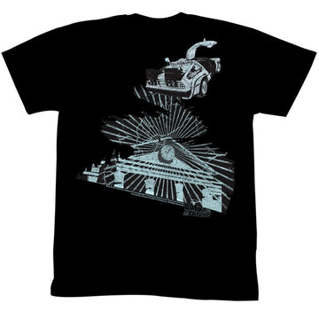 Back To The Future Mens S/S T-Shirt - The Clock Tower - Solid Black