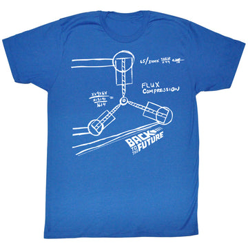 Back To The Future Mens S/S T-Shirt - Flux Sketch - Solid Royal
