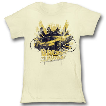 Back To The Future Girls Juniors S/S T-Shirt - Glamour - Solid Natural