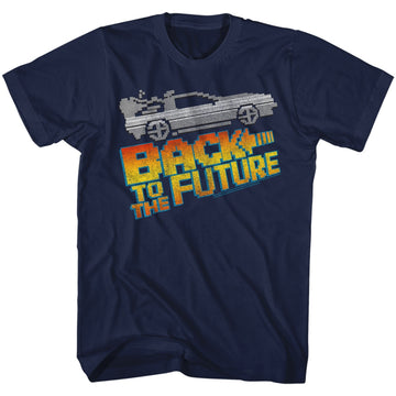 Back To The Future Mens S/S T-Shirt - 8Bit To The Future - Solid Navy