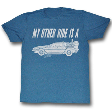 Back To The Future Mens S/S T-Shirt - My Other Ride - Heather Pacific Blue Heather