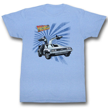 Back To The Future Mens S/S T-Shirt - Comical - Heather Light Blue Heather