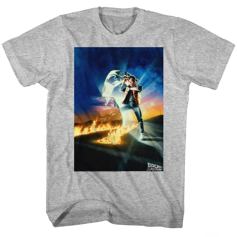 Back To The Future Mens S/S T-Shirt - Go Go Go - Heather Gray Heather