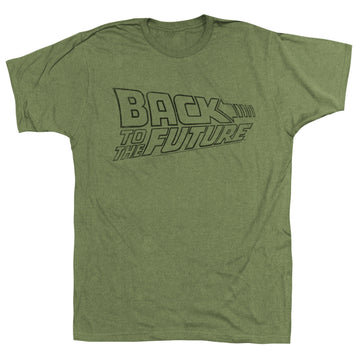 Back To The Future Mens S/S T-Shirt - Logofade - Solid Military Green