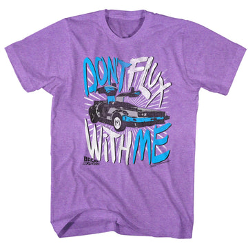 Back To The Future Mens S/S T-Shirt - Flux Off - Heather Neon Purple Heather