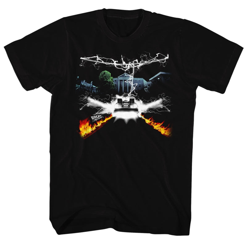 Back To The Future Mens S/S T-Shirt - Collage - Solid Black