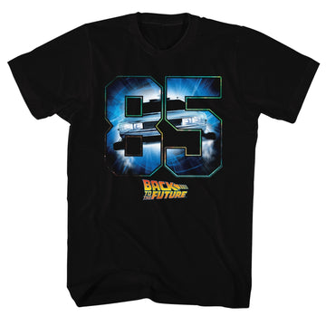 Back To The Future Mens S/S T-Shirt - Eighty Five - Solid Black