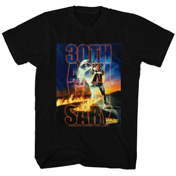 Back To The Future Mens S/S T-Shirt - Btf 30Th Anniversary - Solid Black