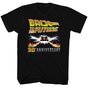Back To The Future Mens S/S T-Shirt - 30Th Anniversary - Solid Black