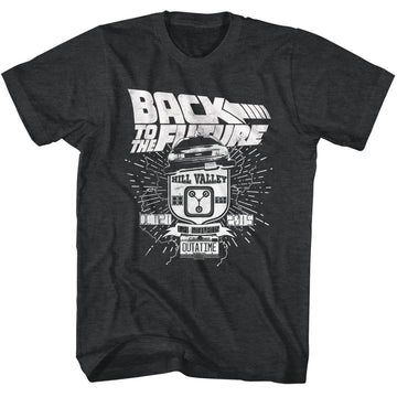 Back To The Future Mens S/S T-Shirt - Vintage Delorean - Heather Black Heather
