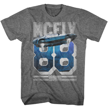 Back To The Future Mens S/S T-Shirt - Mcfly 88 - Heather Graphite Heather
