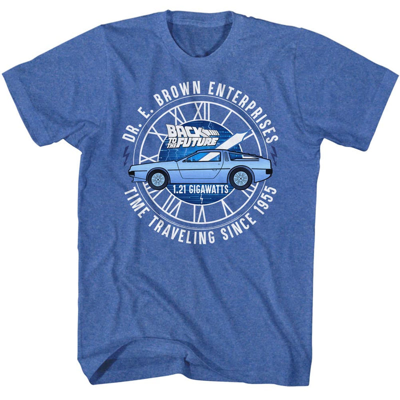 Back To The Future Mens S/S T-Shirt - Dr E Brown Enterprises - Heather Royal Heather