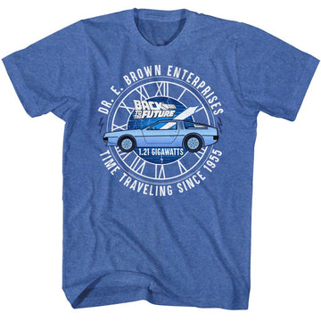 Back To The Future Mens S/S T-Shirt - Dr E Brown Enterprises - Heather Royal Heather