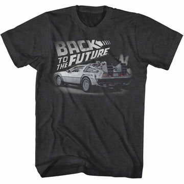 Back To The Future Mens S/S T-Shirt - Faded Bttf - Heather Black Heather