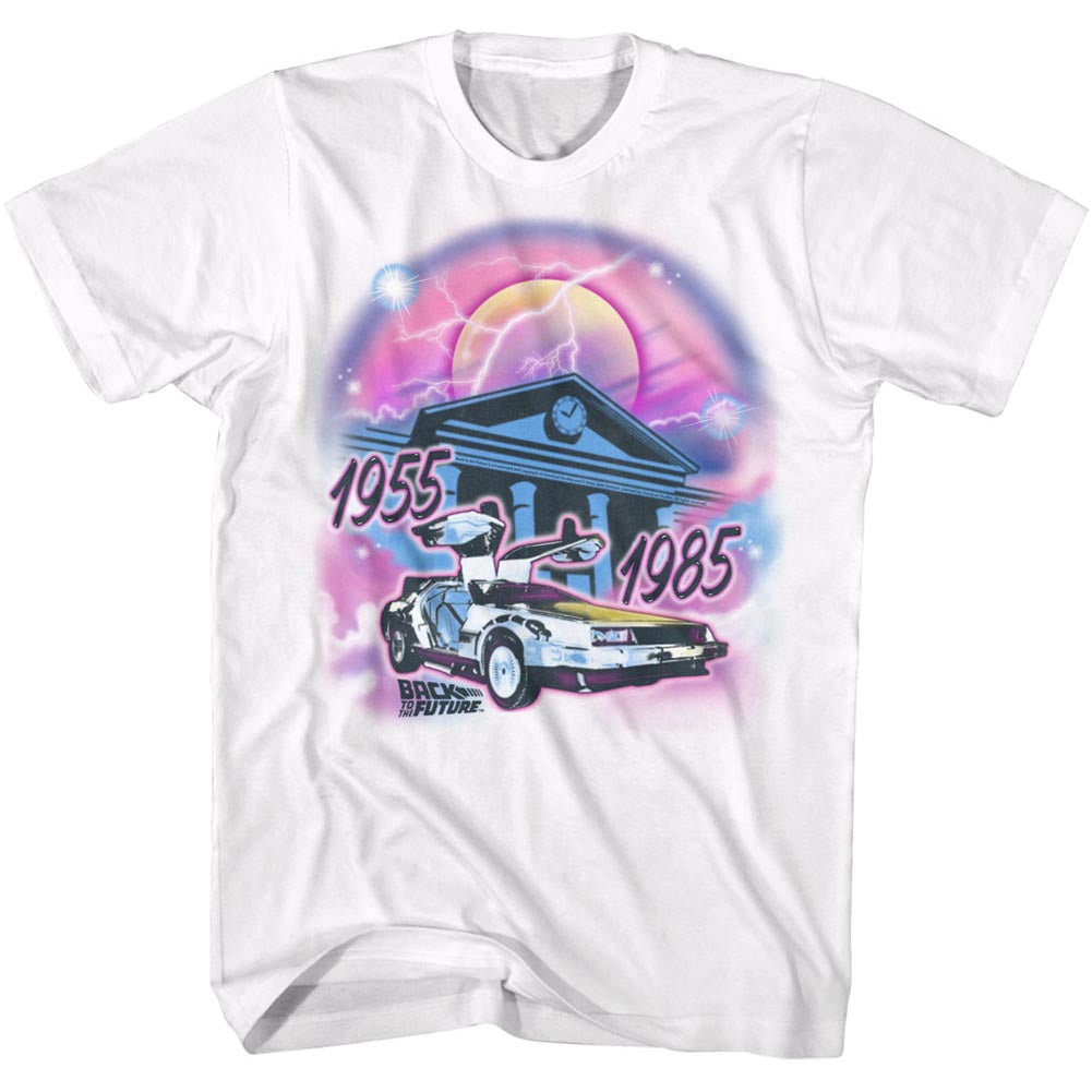 Back To The Future Mens S/S T-Shirt - Airbrush - Solid White