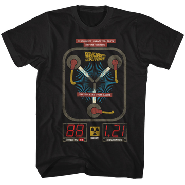 Back To The Future Mens S/S T-Shirt - Flux - Solid Black