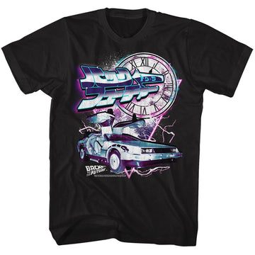 Back To The Future Mens S/S T-Shirt - Bttf - Solid Black