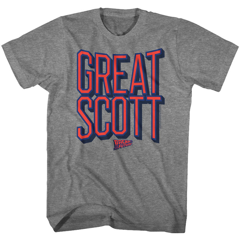 Back To The Future Mens S/S T-Shirt - Great Scott - Heather Graphite Heather