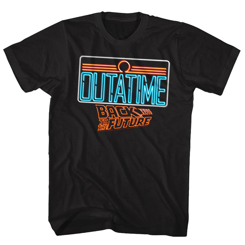 Back To The Future Mens S/S T-Shirt - Neon - Solid Black