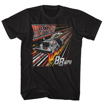Back To The Future Mens S/S T-Shirt - Streak To The Future - Solid Black