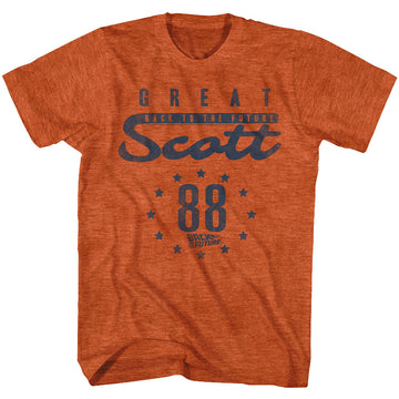 Back To The Future Mens S/S T-Shirt - Scott 88 - Heather Antique Orange Heather