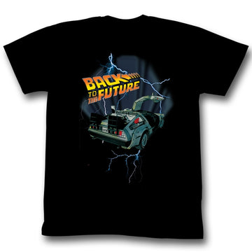 Back To The Future Mens S/S T-Shirt - Lightning Car - Solid Black