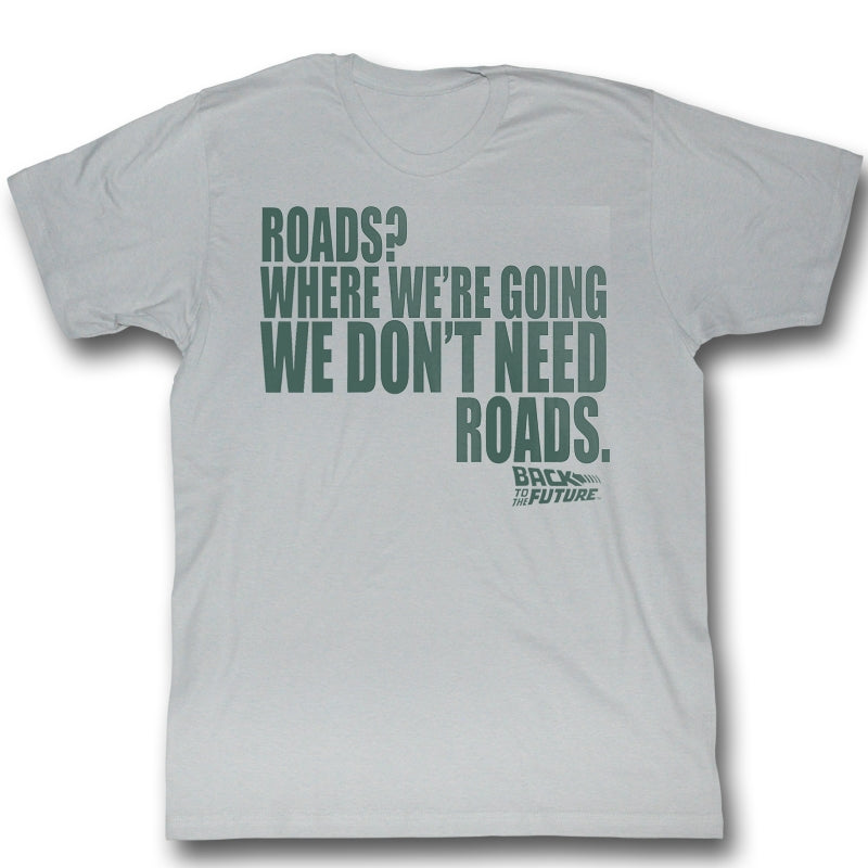 Back To The Future Mens S/S T-Shirt - Roads - Solid Silver