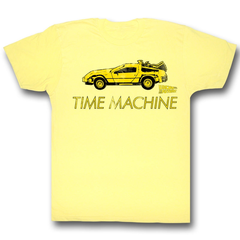 Back To The Future Mens S/S T-Shirt - Delorean - Heather Yellow Heather