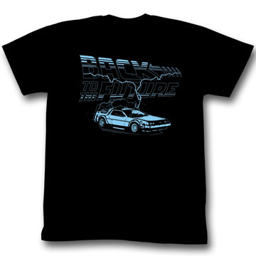 Back To The Future Mens S/S T-Shirt - Ride The Lightning - Solid Black