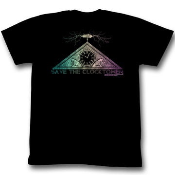 Back To The Future Mens S/S T-Shirt - Clock Tower - Solid Black