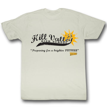 Back To The Future Mens S/S T-Shirt - Hill Valley High 55 - Solid Natural