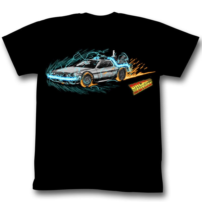 Back To The Future Mens S/S T-Shirt - Time Painting 1 - Solid Black