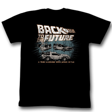 Back To The Future Mens S/S T-Shirt - Cars - Solid Black